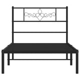 Metal Bed Frame without Mattress with Headboard Black 100x190cm 355261