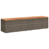 Garden Storage Box Grey 220x50x54 cm Poly Rattan Acacia Wood 365959