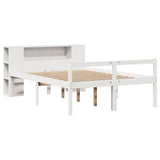Bookcase Bed without Mattress White 135x190 cm Double Solid Wood Pine 3321964