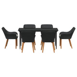 Garden Dining Set with Cushion 7 pcs Black Poly Rattan 3261667