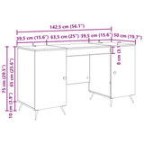 Desk with Shelf Black 142.5 x 50 x 75 cm Engineered Wood 3414631