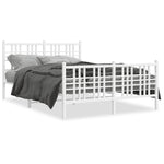 ZNTS Metal Bed Frame without Mattress with Footboard White 120x190cm 376388