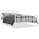 ZNTS Metal Bed Frame without Mattress with Footboard White 120x190cm 376388