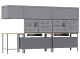 Work Cabinet Set with Drawer with Shelf 10 pcs Red and Grey 3321519