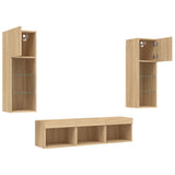 5 Piece TV Wall Units with LED Sonoma Oak Engineered Wood 3216599