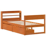 Bed Frame without Mattress Wax Brown 75x190 cm Small Single Solid Wood Pine 3307148