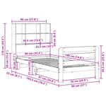 ZNTS Bed Frame without Mattress Wax Brown 90x190 cm Single Solid Wood Pine 3309943