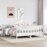 Bed Frame without Mattress White 200x200 cm Solid Wood Pine 3306994