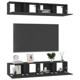 ZNTS TV Cabinets 4 pcs Black 80x30x30 cm Engineered Wood 3078745