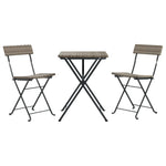 ZNTS 3 Piece Folding Bistro Set Grey Poly Rattan 319991