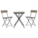 ZNTS 3 Piece Folding Bistro Set Grey Poly Rattan 319991