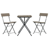 3 Piece Folding Bistro Set Grey Poly Rattan 319991