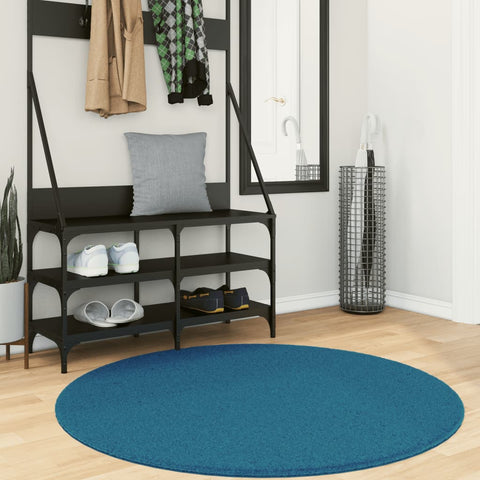 ZNTS Rug OVIEDO Short Pile Turquoise Ø 120 cm 375611