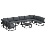 Garden Sofa Set with Cushion 11 pcs Black Aluminium 3378903