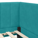 Corner Bed Frame with Headboard Turquoise 90 x 200 cm Velvet 42016315