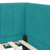 Corner Bed Frame with Headboard Turquoise 90 cm x 190 cm Velvet 42016305