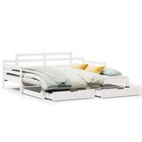 Daybed with Trundle and Drawers without Mattress White 90x190 cm Single 3302242