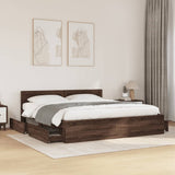 Bed Frame with Headboard without Mattress Brown Oak 200x200 cm 3295540