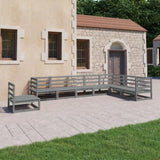 8 Piece Garden Lounge Set Grey Solid Pinewood 3075776