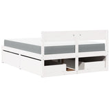 Bed with Drawers and Mattress White 140x190 cm Solid Wood Pine 3281911