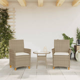 Garden Chairs with Cushions 2 pcs Beige Poly Rattan&Solid Wood 368719