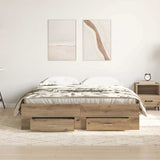 Bed Frame with Drawer Artisan Oak 140 x 190 cm Engineered Wood 3333973