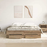 Bed Frame with Drawer Artisan Oak 140 x 200 cm Engineered Wood 3333967