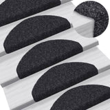 Stair Mats Self-adhesive 15 pcs 65x21x4 cm Black Half Round Large 132698