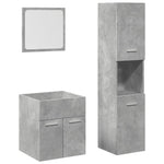 ZNTS 3 Piece Bathroom Furniture Set Concrete Grey Engineered Wood 3324867