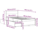 Bed Frame without Mattress White 90x190 cm Single Solid Wood Pine 846805