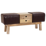Bench 110 x 30 x 45 cm Real Leather Dark Brown 42042121