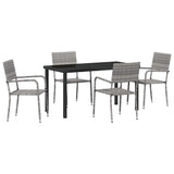 Garden Dining Set with Cushion 5 pcs Grey Poly Rattan 3380045