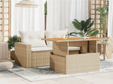 Garden Table Beige 100x55x73 cm Poly Rattan and Acacia Wood 366065