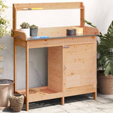 Potting Table with Cabinet Brown 110.5x45x124.5 cm Solid Wood Fir 156344