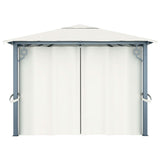 Gazebo with Curtain&LED String Lights 4x3 m Cream Aluminium 3070335