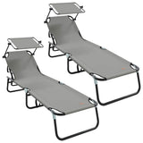 Folding Sun Lounger Folding 2 pcs Grey 190 x 57 x 81 cm Oxford 42003137