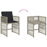 15 Piece Garden Dining Set with Cushions Light Grey Poly Rattan 3211715