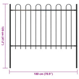 ZNTS Garden Fence with Hoop Top Steel 1.7 m Black 144931