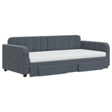 Daybed with Trundle and Drawers Dark Grey 90x190 cm Velvet 3197026