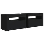 ZNTS Bedside Cabinets 2 pcs with LEDs Black 60x35x40 cm 3080735