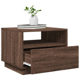 ZNTS Coffee Table with LED Lights Brown Oak 50x49x40 cm 839832