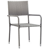 ZNTS Garden Dining Chairs 4 pcs Stackable Grey Poly Rattan 318701