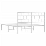 Metal Bed Frame without Mattress with Headboard White 160x200cm 355711