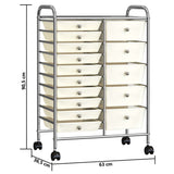 XXL 15-Drawer Mobile Storage Trolley White Plastic 320408