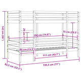 Bunk Bed without Mattress Wax Brown 75x190 cm Small Single Solid Wood Pine 3284226