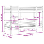 Bunk Bed without Mattress Wax Brown 75x190 cm Small Single Solid Wood Pine 3284226