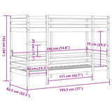 Bunk Bed without Mattress Wax Brown 75x190 cm Small Single Solid Wood Pine 3284226