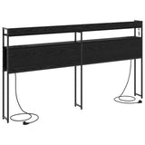 Headboard with Shelf Black oak 180 cm Engineered wood 859710