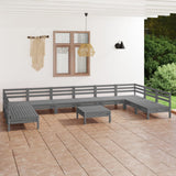 ZNTS 11 Piece Garden Lounge Set Grey Solid Wood Pine 3083431