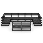 11 Piece Garden Lounge Set Solid Pinewood 3076213